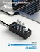 موزع USB 3.0 من فانتيسان، موزع USB رباعي المنافذ (4 منافذ بيانات USB 3.0، منفذ شحن ذكي واحد مع محول طاقة 5 فولت/3 أمبير ومفاتيح تشغيل/إيقاف فردية)