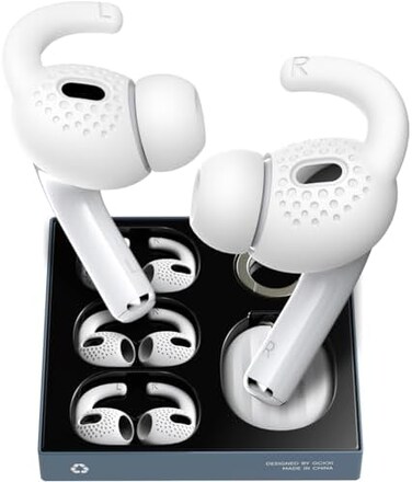 Gcioii 3 Pairs for AirPods Pro 2 Ear Hooks Covers [Added Storage Pouch] Anti-Slip Accessories Compatible with Apple AirPods Pro 2nd Generation (White