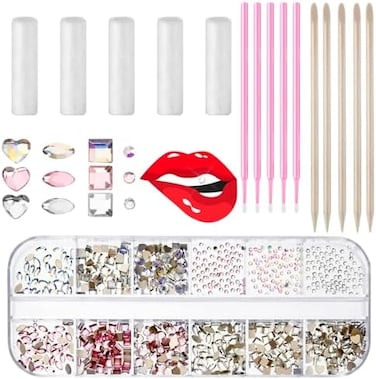 Sosation 377 Pieces Tooth Gem Kit Tooth Jewelry Kit DIY Fashionable Tooth Artificial Crystal Reflective Tooth for Halloween Christmas Teeth Party Decorations (Stylish Style