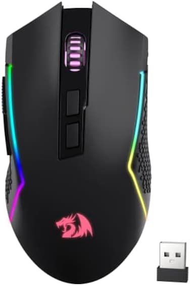 ماوس الألعاب اللاسلكي Redragon M693، بدقة 8000 نقطة في البوصة مع 3 أوضاع اتصال، وتقنية بلوتوث 2.4 جيجا هرتز، و7 أزرار ماكرو، وبطارية موثوقة لأجهزة الكمبيوتر الشخصية/ماك/اللابتوب