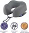 napfun Travel Pillow, 100% Pure Memory Foam Neck Pillows for Travel Airplane Headrest Flight Plane Accessories, Deep Grey, Medium (120-200LB