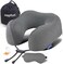 napfun Travel Pillow, 100% Pure Memory Foam Neck Pillows for Travel Airplane Headrest Flight Plane Accessories, Deep Grey, Medium (120-200LB