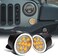 B.ZSSY JK Turn Signal Lights White Ring Smoked Lens,LED Front Grill Indicator Parking Lights Compatible with 2007-2018 Jeep Wrangler JKJK Unlimited (2PCS,White Ring/Amber