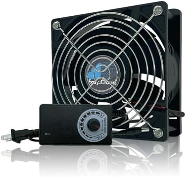 Easy Cloud 120mm &times; 25mm Computer Fan with AC Plug, Variable Speed Axial Muffin Fan with Controller 120V 110V 220V Fan Small 12V Case Cooling Fan for PC Server Cabinet Doorway Receiver Xbox Greenhouse