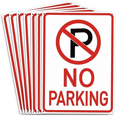 Amylove 6 Pcs No Parking Signs with Symbol Sign 14 x 10 Inches Reflective Aluminum Nonparking Sign, UV Protected, Weather Resistant, Waterproof, Durable Ink Industrial Warning Signs, Easy to Mount
