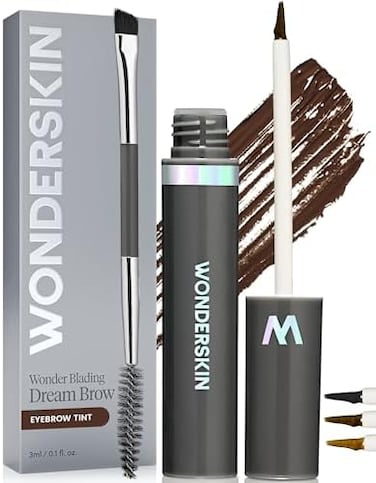 Wonderskin Dream Brow Tinted Gel, Dark Brown Transfer Proof Eyebrow Mascara, Long Lasting Filler (Dark Brunette