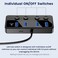 Q QEEFUN Qeefun 4-Port USB Hub 3.0, Individual LED Power Switches, 2ft USB Extension, 5V/3A USB Extender for Laptop, PC, USB Flash Drives, and More