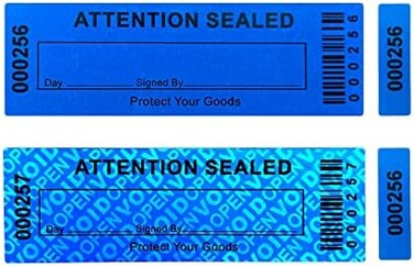ILMBVM Security Warranty Void Stickers Non Transfer Tamper Evident Labels Triple Serial Numbers Seal Sticker Large 35x120 mm(50PCS,Blue