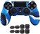 غطاء حماية سيليكون مضاد للانزلاق لجهاز تحكم PS4 DualShock 4 من CHIN FAI، متوافق مع أجهزة تحكم Sony PS4/PS4 Slim/PS4 Pro المزودة بـ 8 مقابض للإبهام (لون أزرق مموه [ألعاب الفيديو])