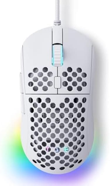 TMKB Technology Mechanical KeyBoard TMKB Falcon M1SE Ultralight Honeycomb Gaming Mouse, High-Precision 12800DPI Optical Sensor, 6 Programmable Buttons, Customizable RGB, Drag-Free Paracord, Ergonomic,