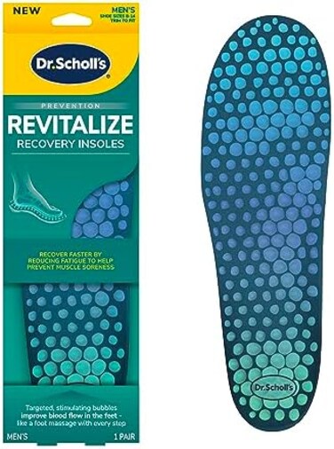 Dr. Scholl's Revitalize Recovery Insole Orthotics, Improve Recovery Faster, Reduce Fatigue, Stress, Soreness, Trim to Fit Inserts for Any Shoes, Athletic, Running, Slippers, Casual, Men 8-14, 1 Pair