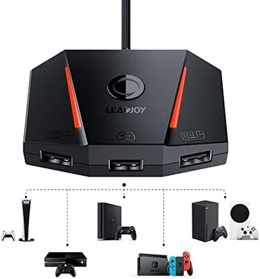 محول توصيل لوحة المفاتيح والماوس Leadjoy VX2AimBox، محول ألعاب لأجهزة Xbox، وXbox Series X/S، وNintendo Switch، وPS4، وPS5 - محول وحدة تحكم ألعاب للماوس ووحدة التحكم