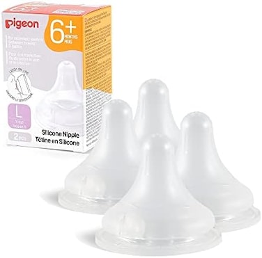 Pigeon Silicone (Lwith Latch-On Line, Natural Feel, 6Months, 4 Counts