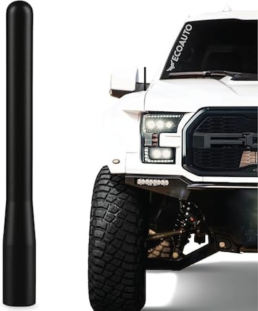 EcoAuto Antenna fits Ford F150 F250 F350 Super Duty, Bronco, RaptorDodge RAM Truck Short Antenna - Anti-Theft Design - 4 inch Long (Black