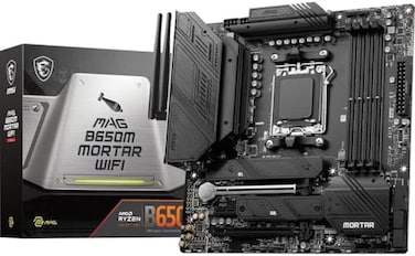 MSI MAG B650M Mortar WiFi Gaming Motherboard (AMD AM5, mATX, DDR5, PCIe 4.0, M.2, SATA 6Gb/s, USB 3.2 Gen 2, HDMI/DP, Wi-Fi 6E, AMD Ryzen 7000 Series Desktop Processors