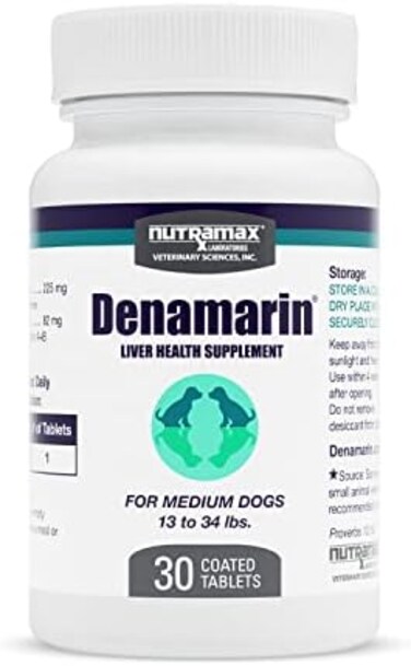 Nutramax Laboratories Denamarin Liver Health Supplement for Medium Dogs - With S-Adenosylmethionine (SAMeand Silybin, 30 Tablets