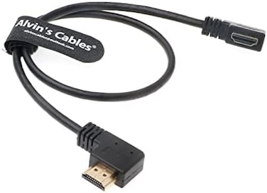 كابل ألفين عالي السرعة HDMI 2.1 بدقة 8K، يدعم 8K@60Hz و4K@120Hz، كابل HDMI بزاوية من اليسار إلى اليمين، متوافق مع أجهزة Atomos Ninja وFeelworld وSony FS5 وFS7 وFX9 وBMPCC وCanon C300 وC500، طوله 50 سم
