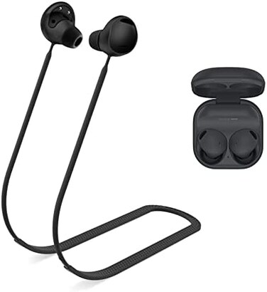 WOFRO Anti-Lost Strap for Galaxy Buds 2 Pro (2022, Sports Soft Silicone Lanyard Accessories Compatible with Samsung Galaxy Buds Pro 2 True Wireless Bluetooth Earbuds Neck Rope (Black, In Ear