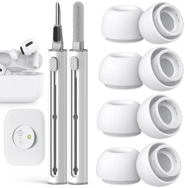 Pohgelan Compatible with AirPods Pro 2nd/1st Generation Replacement Ear Tips,with Noise Reduction Holewith and Cleaner kit,Built-in dust Guard Screen,for USB-C Charging Case,3 Sizes (S/M/L-Whiite