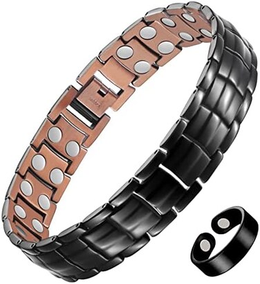 Feraco Men's Copper Magnetic Bracelet Elegant 99.99% Solid Copper Bracelets with Double-Row Strong Magnets, Magnetic Field Therapy Jewelry, Magnetic Field Therapy Jewelry