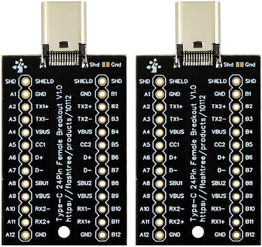 لوحة توصيل USB من النوع C من naughtystarts، أنثى، 24 دبوس، واجهة USB C بديلة (عبوة من قطعتين)