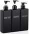 Segbeauty Square Soap Dispenser Black, 3pcs 16.9oz Refillable Shampoo and Conditioner Bottles, 500ml Empty Reusable Plastic Pump Bottle Bathroom Shower Dispenser Set for Body Wash Liquid Gel Lotion