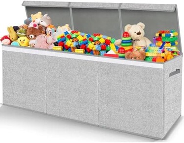 Pantryily Extra Large Toy Box for Girls Boys - Collapsible Kids Toy Chest Boxes Organizers and Storage for Nursery,Playroom,Office 35.8"x12.6"x16"(Grey