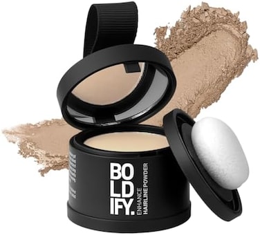BOLDIFY Store BOLDIFY Hairline Powder, Instantly Conceals Hair Loss and Fills In Receding Hairlines, and Wide Parts, Stain-Proof 48 Hour Formula for HairBeard, Root ConcealerGray Hair Coverage Light B