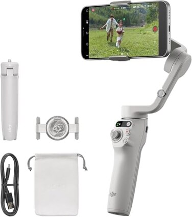 DJI Store DJI OSMO Mobile 6 Smartphone Gimbal Stabilizer, 3-Axis Phone Gimbal, Built-In Extension Rod, Android and iPhone Gimbal, Vlogging Stabilizer, Platinum Gray, UAE Version