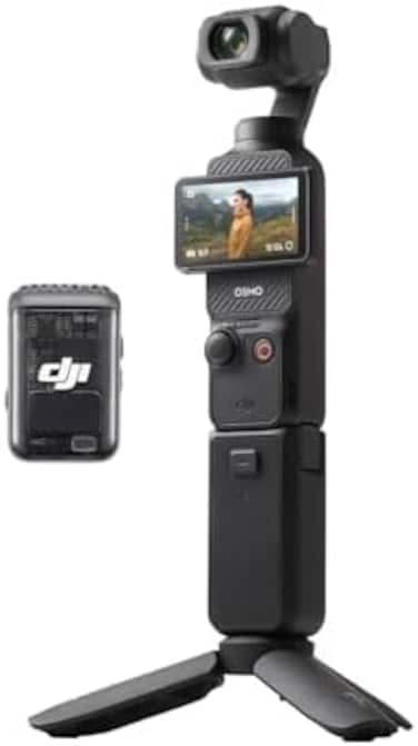 متجر DJI: كاميرا DJI Osmo Pocket 3 Creator Combo، كاميرا تصوير فيديو (Vlogging) مزودة بمستشعر CMOS مقاس 1 بوصة، فيديو بدقة 4K/120 إطارًا في الثانية، تثبيت ثلاثي المحاور، تتبع الوجه/الأجسام، ميكروفون م
