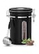 ROUNY Airtight Coffee Canister, Stainless Steel Coffee Storage Jars with Date Tracker &amp; Scoop &amp; CO2-Release Valve, Vacuum Anti-Oxidation Food Container for Beans, Sugar, Tea (Black, 1.8L)