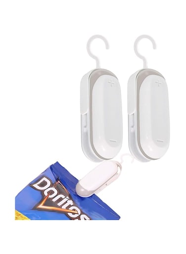 SYOSI Mini Bag Sealer, Heat Sealer for Plastic Bags, Vacuum Food Sealer and Cutter, Portable and Practical, Quick and Easy Seal for Snack Bags Handheld Bag Sealer, Set of 2