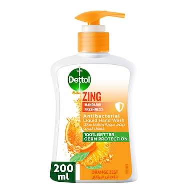 Dettol Zing Mandarin Freshness Liquid Handwash, Orange Zest Scent, 200ml