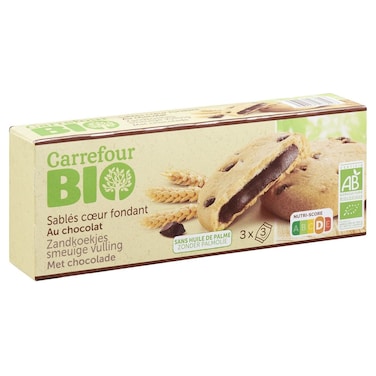 Carrefour Bio Organic Chocolate Filled Shortbread Biscuits, 155g