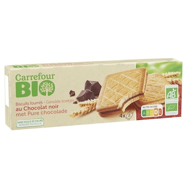 Carrefour Bio Organic Dark Chocolate Filled Biscuits, 185g