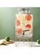 Ribbed Glass Drink Dispenser with 304 Stainless Steel Spigot &amp; Gold Stand - Leak-Proof Beverage Jar for Party