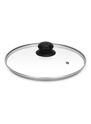 30 CM Tempered Glass Lid With Bakelite Knob- RF11728 3.8 MM Thickness, Transparent Lid With Stainless Steel Frame Equipped With Steam Release Vent Transparent 30 cmcm