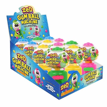 ZED Mini Gumball Machine Assorted Fruit Flavours, 35g, Pack of 12