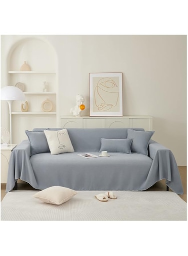 KAISUN Sofa Cover 1/2/3/4-Seater L-Shaped Sofa Couch Cover Corner Sofa Use on Both Sides Chenille Sofa Throws Universal Protection for Sofa Furniture (Colour: Light Grey, Size: 180 x 130 cm)