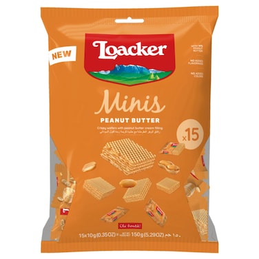 Loacker Minis Peanut Butter Cream Filling Wafers, 150g