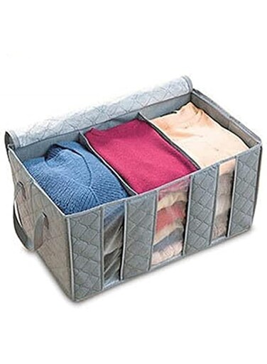 SKEIDO 65L foldable Bamboo Charcoal fibre home Closet storage bag organizer box Sweater Blanket anti-bacterial Clothes (Grey)
