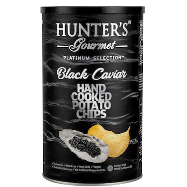 Hunter's Gourmet Platinum Collection Black Caviar Hand Cooked Potato Chips, 150g