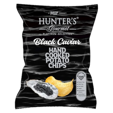 Hunter's Gourmet Platinum Selection Black Caviar Hand Cooked Potato Chips, 125g
