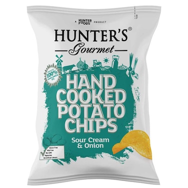 Hunter's Gourmet Sour Cream and Onion Hand Cooked Potato Chips, 125g