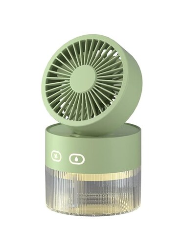 BELLSBERRY Portable Misting Fan with Cool Breeze   USB Battery-Powered Foldable Fan For Travel &amp; Camping   Small Desk Fan with Humidification Spray   Mini Rechargeable Water Mist Fan (Green)