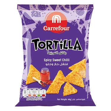 Carrefour Spicy Sweet Chilli Flavoured Tortilla Chips, 48g