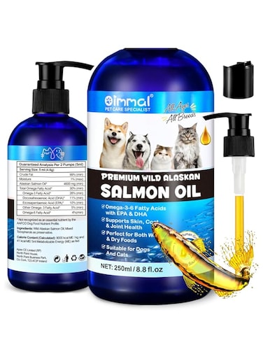 Omega 3 Salmon Oil Fish Oil for Dogs and Cat,Skin and Coat Supplement,- Supports Strong Joint and Glossy Hair,Dog Vitamins and Supplements for All Ages &amp; All Breeds 250ml