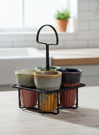 And Twine Karak Tea Mugs Set of 4 with Stand