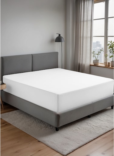 Linen Klub Single Fitted Sheet - 1 Piece, 100% Cotton, 250 Thread Count for Ultimate Softness and Comfort, Cool and Breathable Fabric, Size: 120 x 200 cm, Deep Pocket Elasticized Edges, White