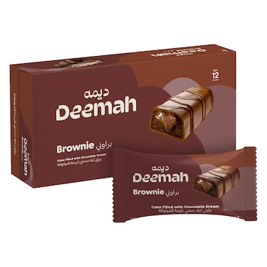 Deemah Brownie Cake Filled With Chocolate Cream 37g Pack of 12